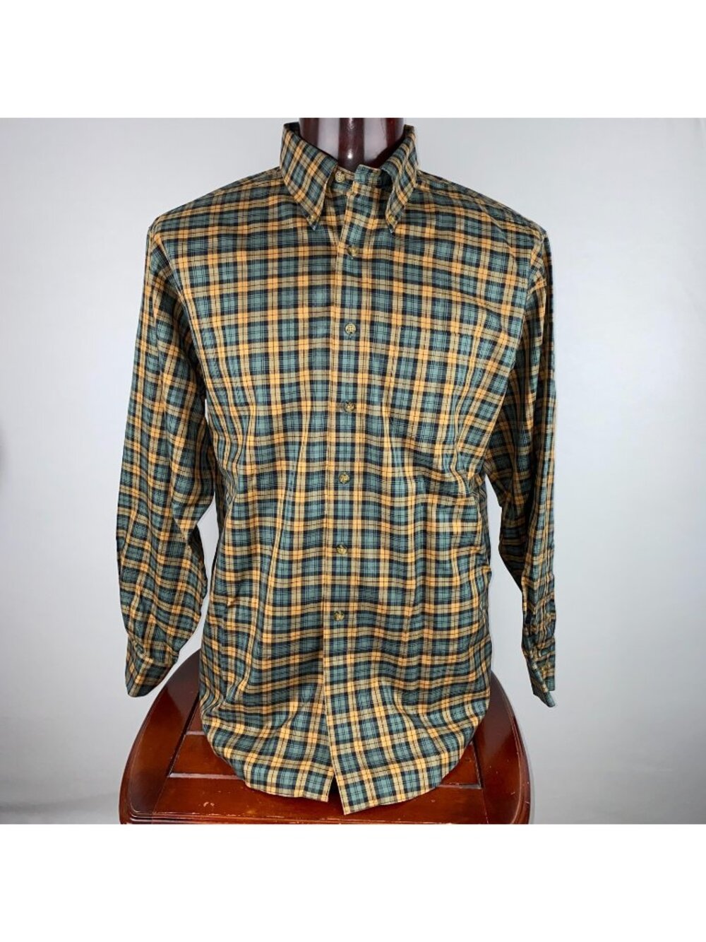 Brooks Brothers Shirt Mens L Button Down Plaid Non-Iron Supima Cotton Office